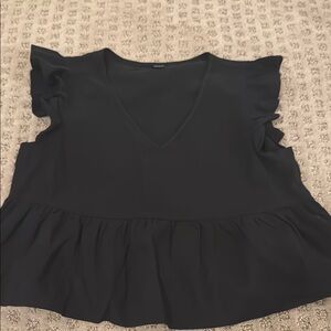 Elegant Black Ruffle Sleeve Top